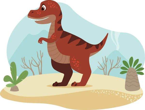 Тіранозавр Рекс Динозавр Векторна Ілюстрація Персонаж Мультиплікаційного Стилю Динозавра Rex Стоковий вектор