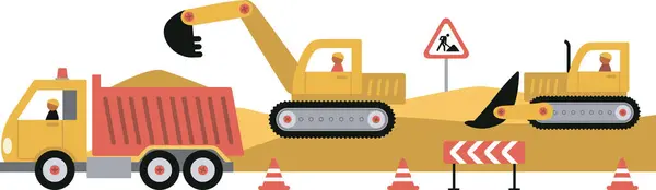 Set Construction Equipment Special Machines Construction Work Forklifts Cranes Excavators Royalty Free Stock Illustrations