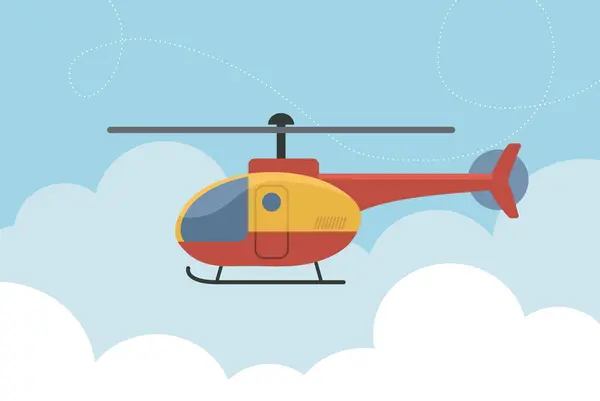 Вертолітний Авіаційний Транспортний Засіб Літає Небі Проста Плоска Векторна Ілюстрація Ліцензійні Стокові Вектори