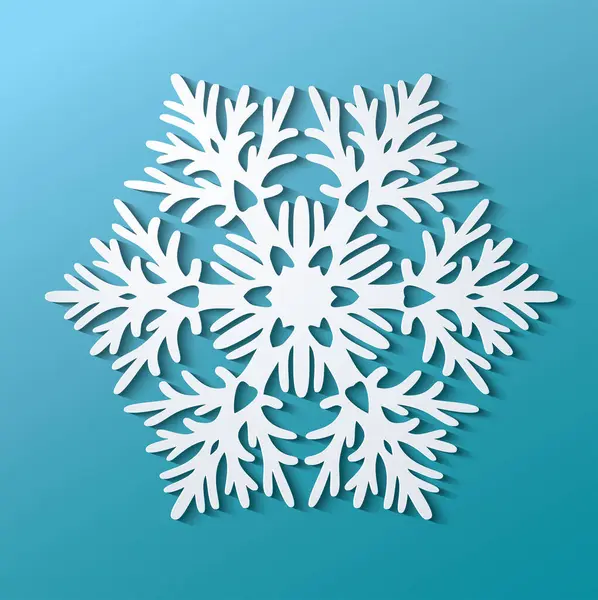 Schöne Schneeflocken Scherenschnitt Stil Auf Blauem Hintergrund — Stockvektor