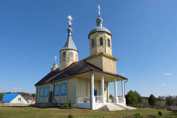 Stary Drewniany Kościół Narodzenia Jana Chrzciciela Olekhnovichi Obwód Miński Białoruś — Zdjęcie stockowe