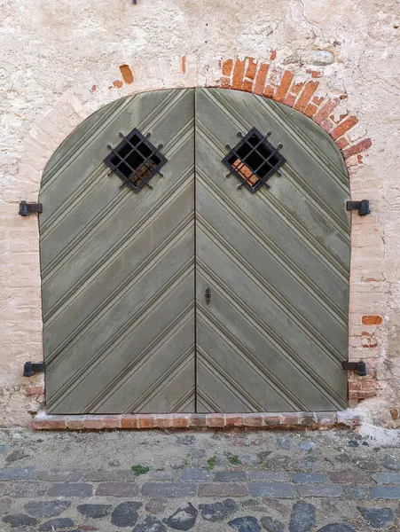 Old Ancient Wooden Gate Vintage Gateway Stockbild