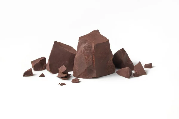 Natuurlijke Pure Chocoladestukjes Witte Achtergrond Met Ruimte Voor Tekst Perfecte — Stockfoto