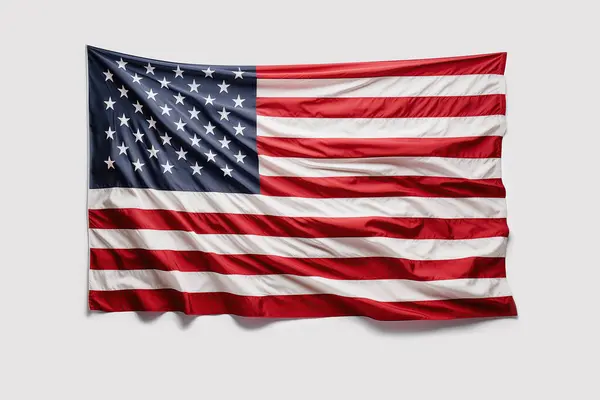 Fahnenschwenken Der Vereinigten Staaten Von Amerika Isoliert Auf Weißem Hintergrund Stockbild