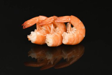 Karides akrilik siyah arka planda izole edilmiş. Yüksek çözünürlüklü. Tam alan derinliği.