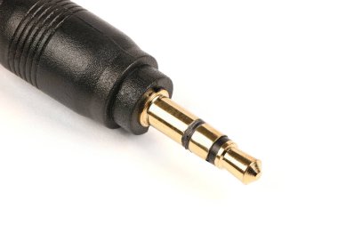 Audio jack, headphone jack, isolated on a white background. Extreme closeup. High resolution photo. Full depth of field.