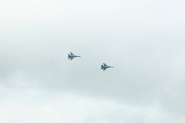 Ukrainian Air Force Su-27planes in the sky. Ukraine's war with Russia. High resolution photo. Full depth of field.