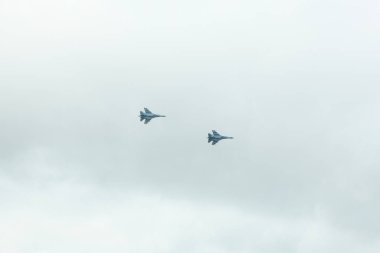 Ukrainian Air Force Su-27planes in the sky. Ukraine's war with Russia. High resolution photo. Full depth of field. clipart