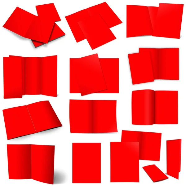 Тринадцять Червоних Брошур Макетів Презентаційного Дизайну Візуалізація Цифрове Зображення Ізольовані — стокове фото