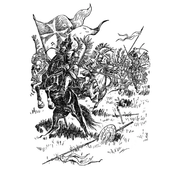 Ilustrasi Dari Buku Bohdan Khmelnytskyi Starytskyi Circa 1648 Pertempuran Cossack — Stok Foto