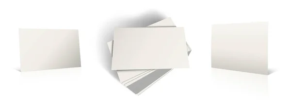 三种名片模板白色 用于演示布局和设计 3D渲染 数字生成的图像 因白人背景而被隔离 — 图库照片