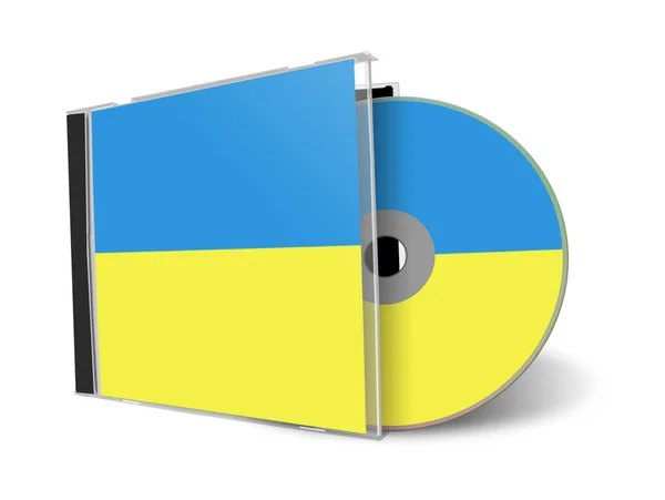 Cd或Dvd空白模板乌克兰国旗 用于演示布局和设计 3D渲染 数字生成的图像 因白人背景而被隔离 — 图库照片