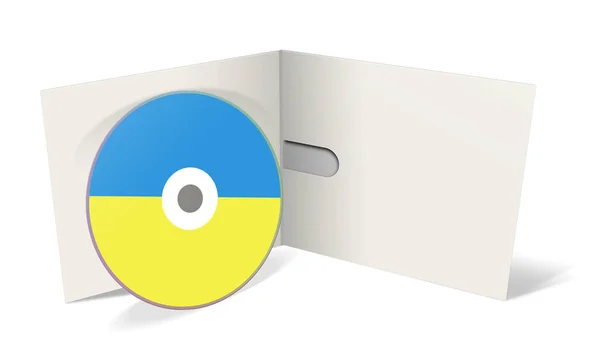 Cd或Dvd空白模板乌克兰国旗 用于演示布局和设计 3D渲染 数字生成的图像 因白人背景而被隔离 — 图库照片