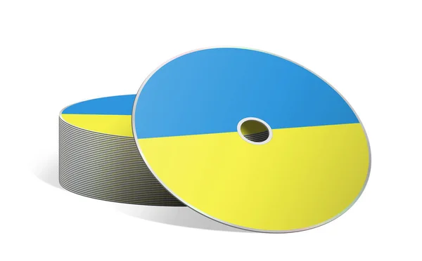 Płyta Lub Dvd Pusty Szablon Ukraińska Flaga Dla Układu Prezentacji — Zdjęcie stockowe