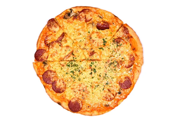 Pyszna Włoska Pizza Bliska Zdjęcie Wysokiej Rozdzielczości Pełna Głębokość Pola — Zdjęcie stockowe