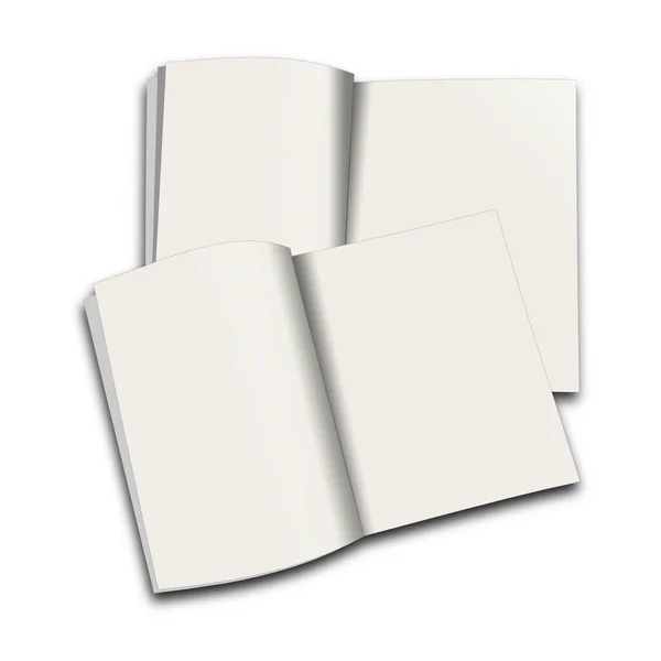 白色杂志空白模板 用于演示布局和设计 3D渲染 数字生成的图像 因白人背景而被隔离 — 图库照片