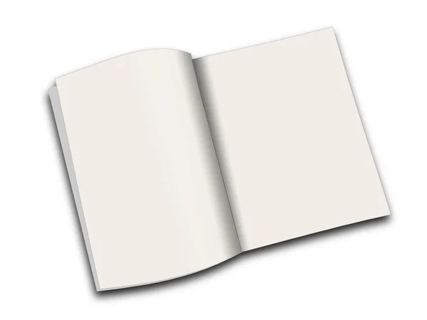 白色杂志空白模板 用于演示布局和设计 3D渲染 数字生成的图像 因白人背景而被隔离 — 图库照片