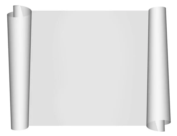 Beyaz Arka Planda Beyaz Renkli Gerçekçi Parşömen Kağıt Boş Kaydırma — Stok fotoğraf