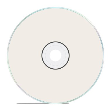 Sunum düzeni ve tasarımı için CD veya DVD boş şablon beyaz. 3 boyutlu görüntüleme. Dijital olarak oluşturulmuş resim. Beyaz arkaplanda izole.