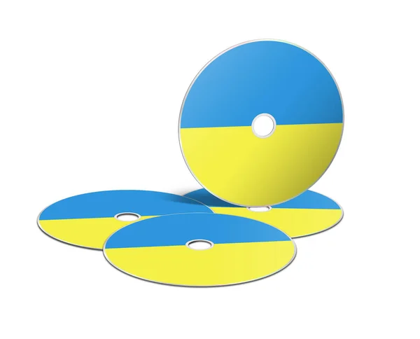 Płyta Lub Dvd Pusty Szablon Ukraińska Flaga Dla Układu Prezentacji — Zdjęcie stockowe