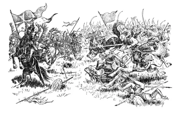 Ilustracja Książki Bohdan Chmielnicki Starycki Circa 1648 Bitwa Kozaków Żółtych — Zdjęcie stockowe