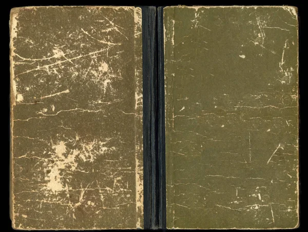 Capa Velho Livro Verde Sobre Fundo Preto Livro Está Desdobrado — Fotografia de Stock