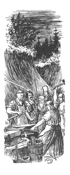 Bohdan Khmelnytskyi Starytskyi一书的说明 Circa 1648 伪造者将农村工具改造成武器 — 图库照片