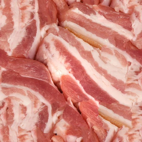 Naadloze Textuur Behang Vers Varkensvlees Gesneden Kleine Porties Rauwe Bacon Stockfoto