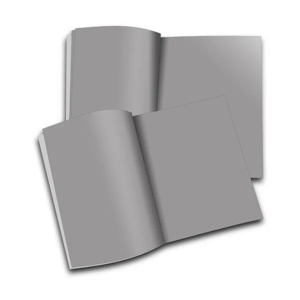 プレゼンテーションレイアウトやデザインのためのグレー雑誌空白のテンプレート 3Dレンダリング デジタル生成画像 白地に隔離された — ストック写真