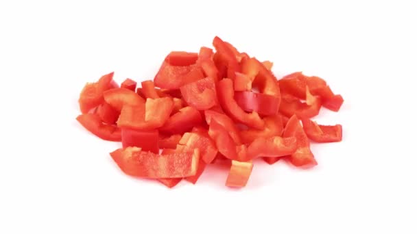 Sliced Red Bell Peppers Healthy Food Concept Preparing Vegetable Salad — Stock Video
