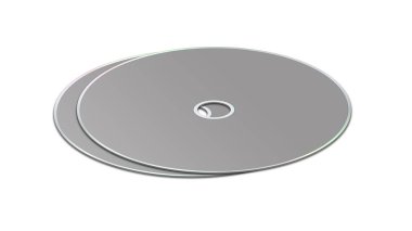 Sunum düzeni ve tasarımı için CD veya DVD boş şablon grisi. 3 boyutlu görüntüleme. Dijital olarak oluşturulmuş resim. Beyaz arkaplanda izole.