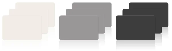 プレゼンテーションレイアウトやデザインのための3つのクレジットカード空白のテンプレート白 グレー 3Dレンダリング デジタル生成画像 白地に隔離された — ストック写真