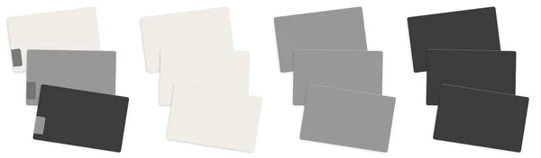 Три Порожні Кредитні Картки Шаблон Білий Сірий Чорний Презентації Макетів — стокове фото