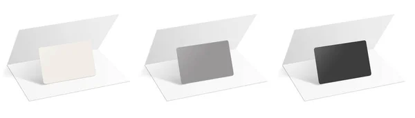 Três Modelo Cartão Crédito Branco Branco Cinza Preto Para Layouts — Fotografia de Stock