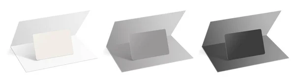 Três Modelo Cartão Crédito Branco Branco Cinza Preto Para Layouts — Fotografia de Stock