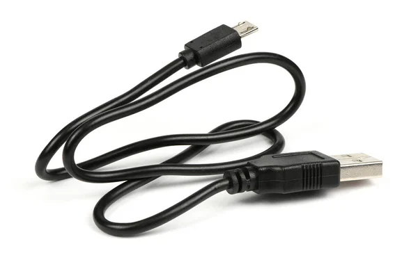 Cable Usb Para Microcorte Cable Usb Negro Para Cargar Smartphone — Foto de Stock