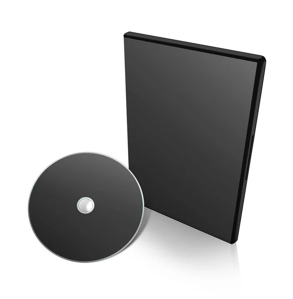 Dvd盒空白模板黑色 用于演示布局和设计 3D渲染 数字生成的图像 因白人背景而被隔离 — 图库照片