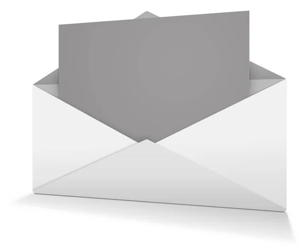 Modelo Branco Envelope Postal Cinza Para Layouts Apresentação Design Renderização — Fotografia de Stock