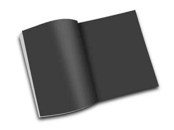 黑色杂志空白模板 用于演示布局和设计 3D渲染 数字生成的图像 因白人背景而被隔离 — 图库照片