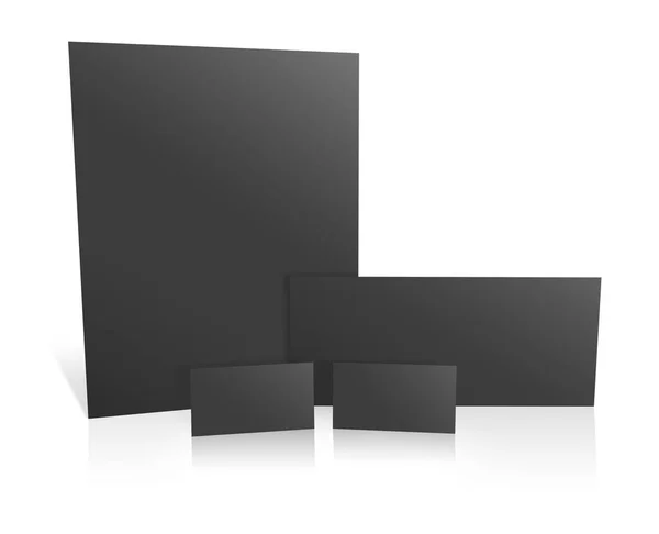 蓝色促销纸空白模板 用于演示布局和设计 3D渲染 数字生成的图像 因白人背景而被隔离 — 图库照片