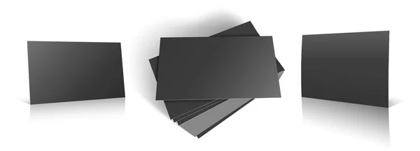 Três Cartões Visita Modelo Preto Para Layouts Apresentação Design Renderização — Fotografia de Stock