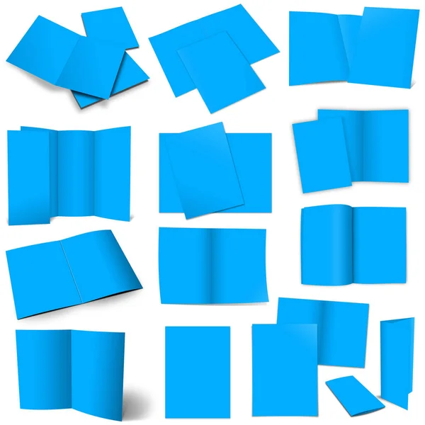 Thirteen Light Blue Brochures Layouts Presentation Design Rendering Digitally Generated — Stock Photo, Image