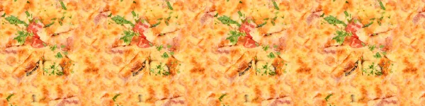 Bandera Larga Sin Costuras Pizza Horno Con Hierbas Fondo Carne —  Fotos de Stock