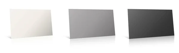 Három Üzleti Kártyák Sablon Fehér Szürke Fekete Bemutatásához Elrendezés Design — Stock Fotó
