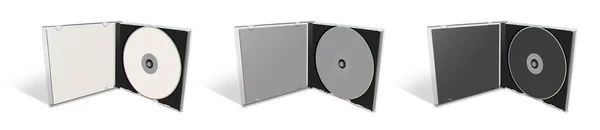 Plantilla Blanco Tres Dvd Blanco Gris Negro Para Diseños Diseños — Foto de Stock