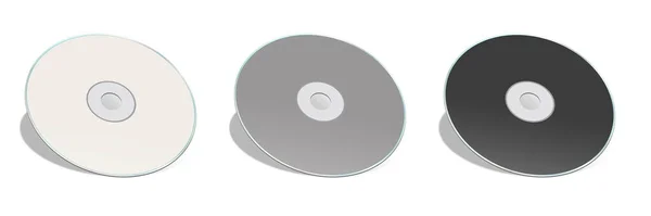 Tre Dvd Modello Vuoto Bianco Grigio Nero Layout Presentazione Design — Foto Stock