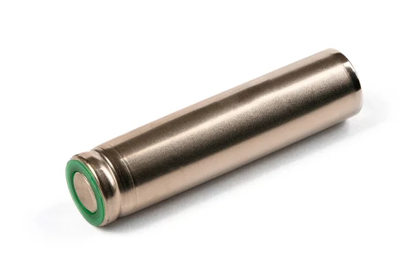 Zilveren Aaa Batterijen Geïsoleerd Witte Achtergrond Extreme Close Zijaanzicht Hoge — Stockfoto