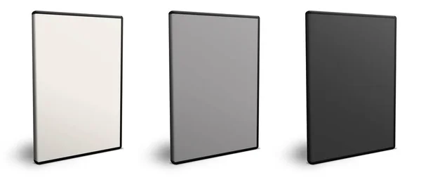 Modelo Branco Caixa Dvd Branco Cinza Preto Para Layouts Apresentação — Fotografia de Stock