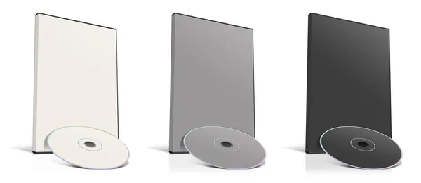 Modelo Branco Caixa Dvd Branco Cinza Preto Para Layouts Apresentação — Fotografia de Stock