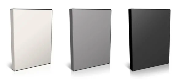 Dvd盒空白模板 灰色和黑色 用于演示布局和设计 3D渲染 数字生成的图像 因白人背景而被隔离 — 图库照片